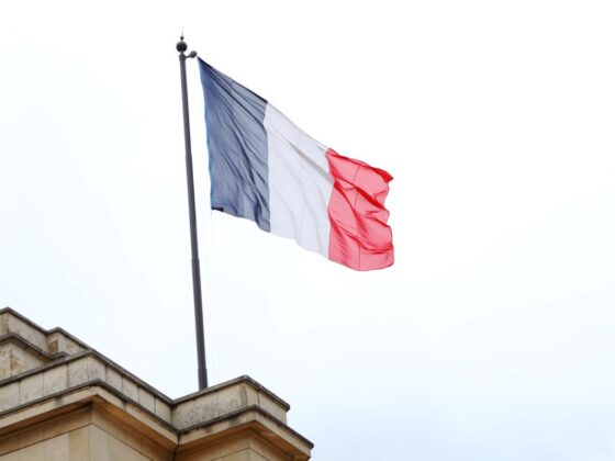 Flag of France in the wind